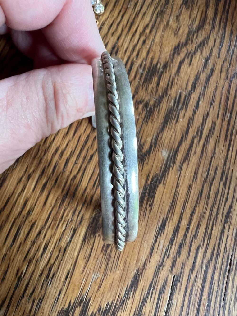 Tahe Navajo Sterling Silver Twisted Rope Cuff Bracelet